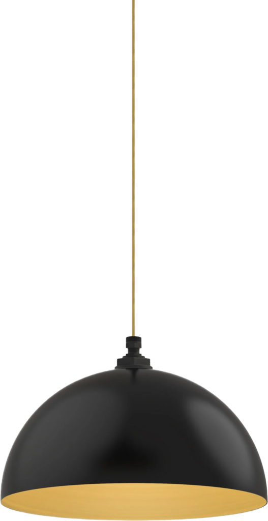 Brentwood Color Matte Black Interior Color Brass with a 4 ft Gold Cloth Cord