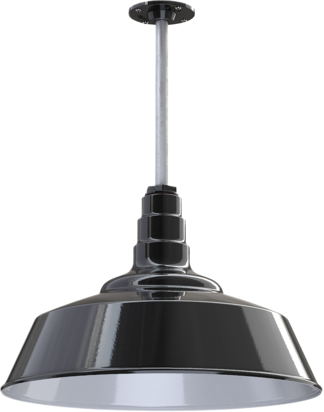 Manhattan Color Black Interior Color White with a 12" Galvanized Stem